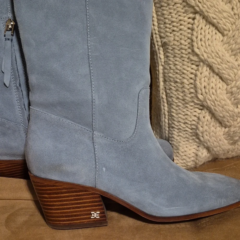 Sam Edelman Blue Suede Boots - Picture 6 of 7